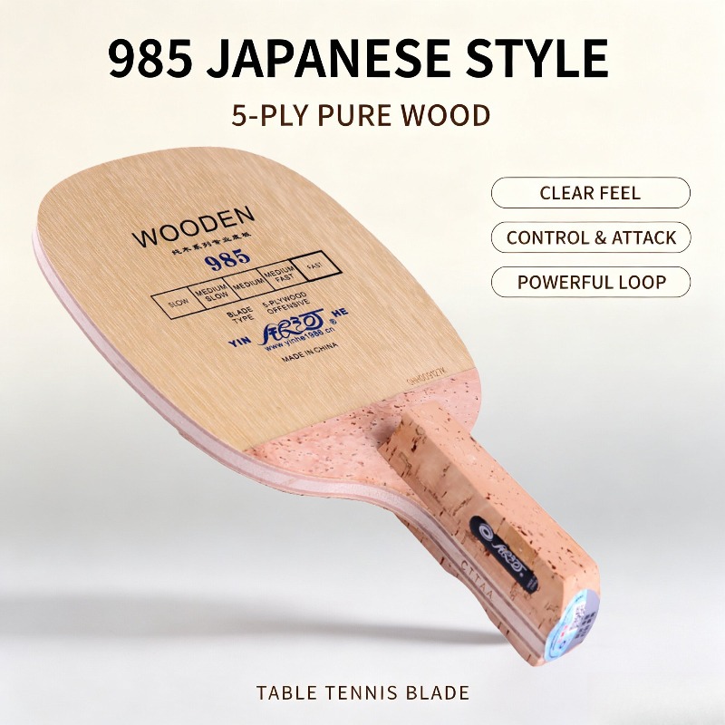 Table Tennis Launcher - YINHE 985 Japanisches Penhold Tischtennisschläger-Holz 5-Schicht