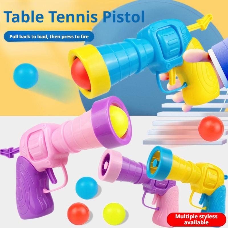 Table Tennis Gun - Tischtennis-Pistolen-Spielzeug für Jungen, pneumatischer Plastikball-Shooter, interaktives